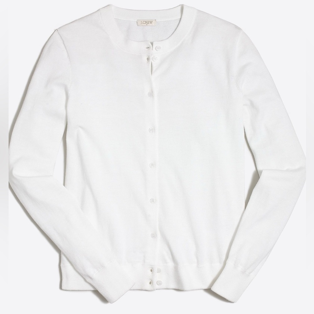 J Crew Classic Cotton Cardigan in White Size Small